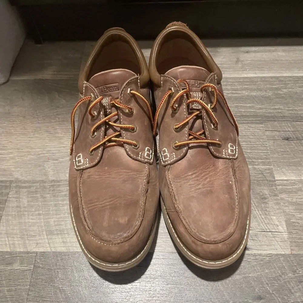 LL Bean Stonington Men's 13 Wide EE Moc Toe Leather Oxford Shoes Cocoa 507140
